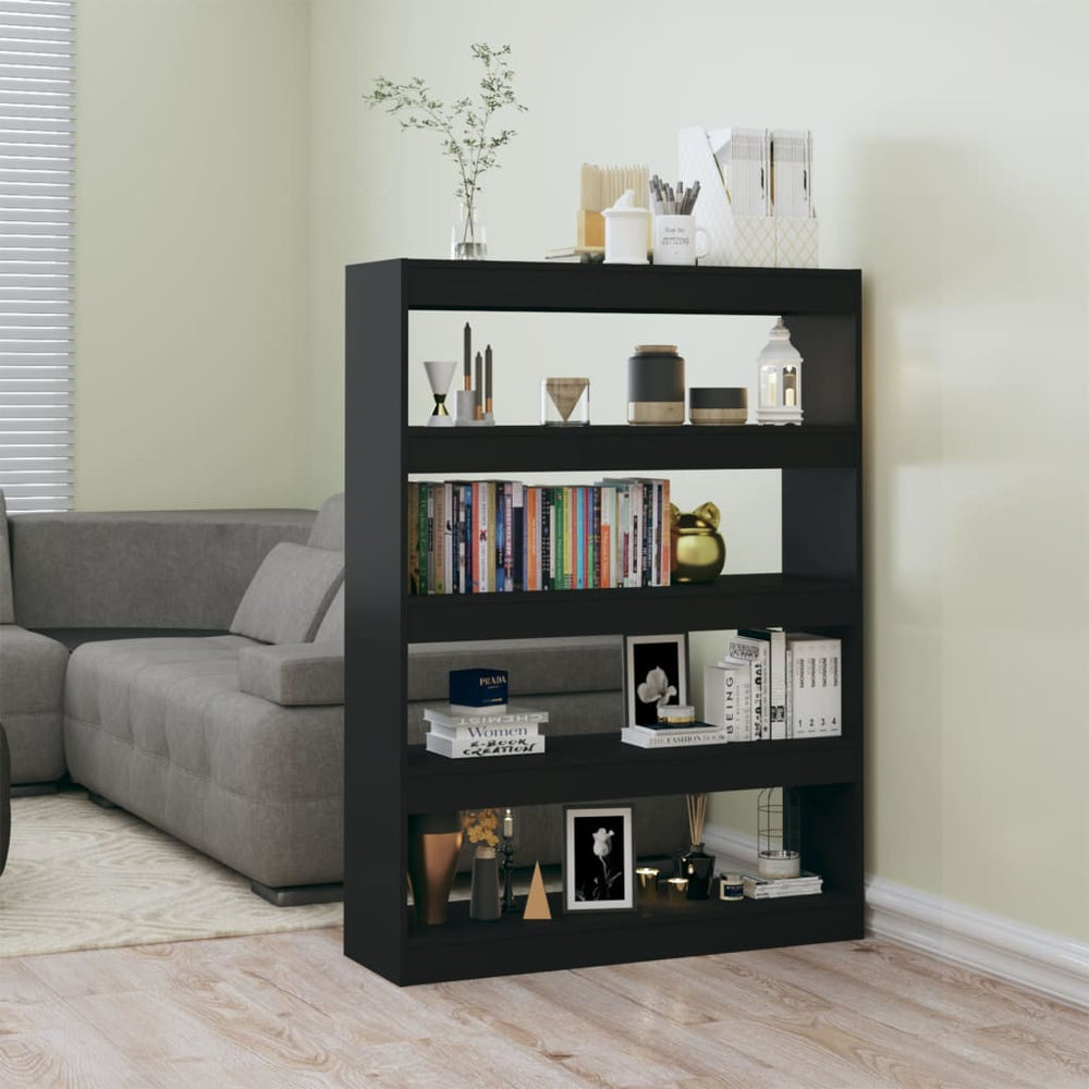 Schwarzes Bücherregal Raumteiler 100x135 cm