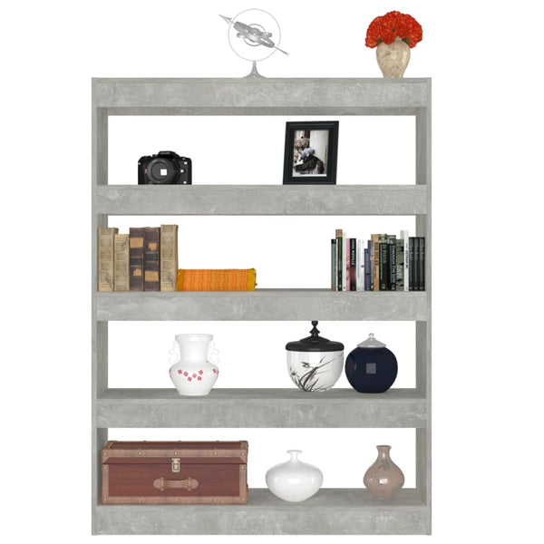 Betongraues Bücherregal/Raumteiler, 100x135 cm