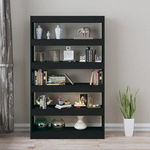 Schwarzes Bücherregal Raumteiler 100x30x166 cm