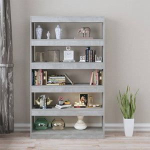 Betongraues Bücherregal 100x30x166 cm