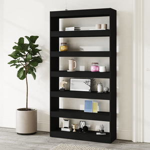 Schwarzes Bücherregal/Raumteiler 100x30x198 cm