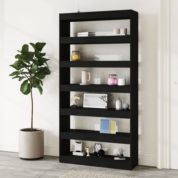 Schwarzes Bücherregal/Raumteiler 100x30x198 cm