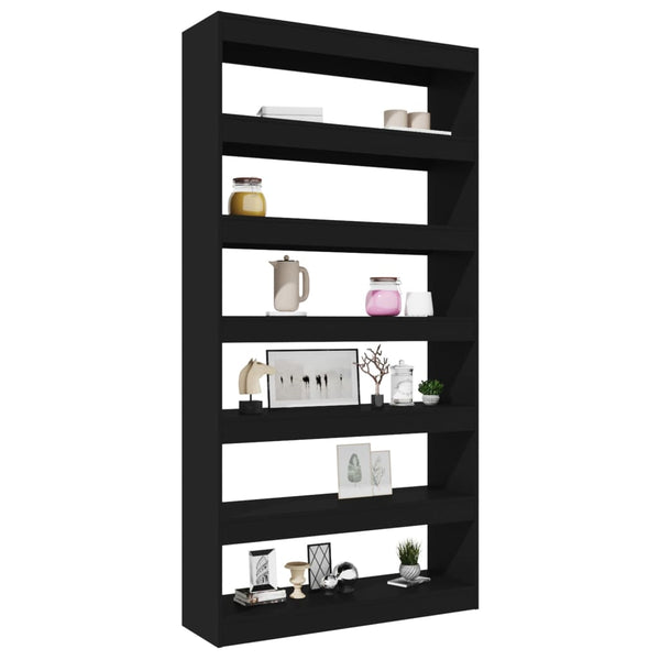 Schwarzes Bücherregal/Raumteiler 100x30x198 cm