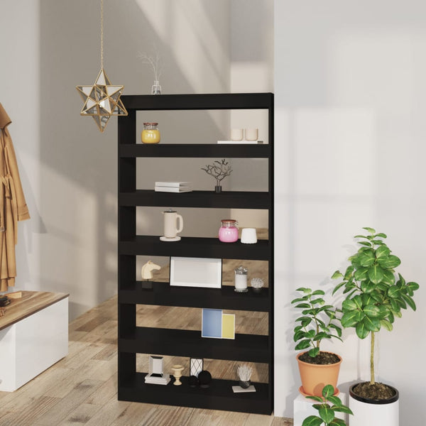 Schwarzes Bücherregal/Raumteiler 100x30x198 cm