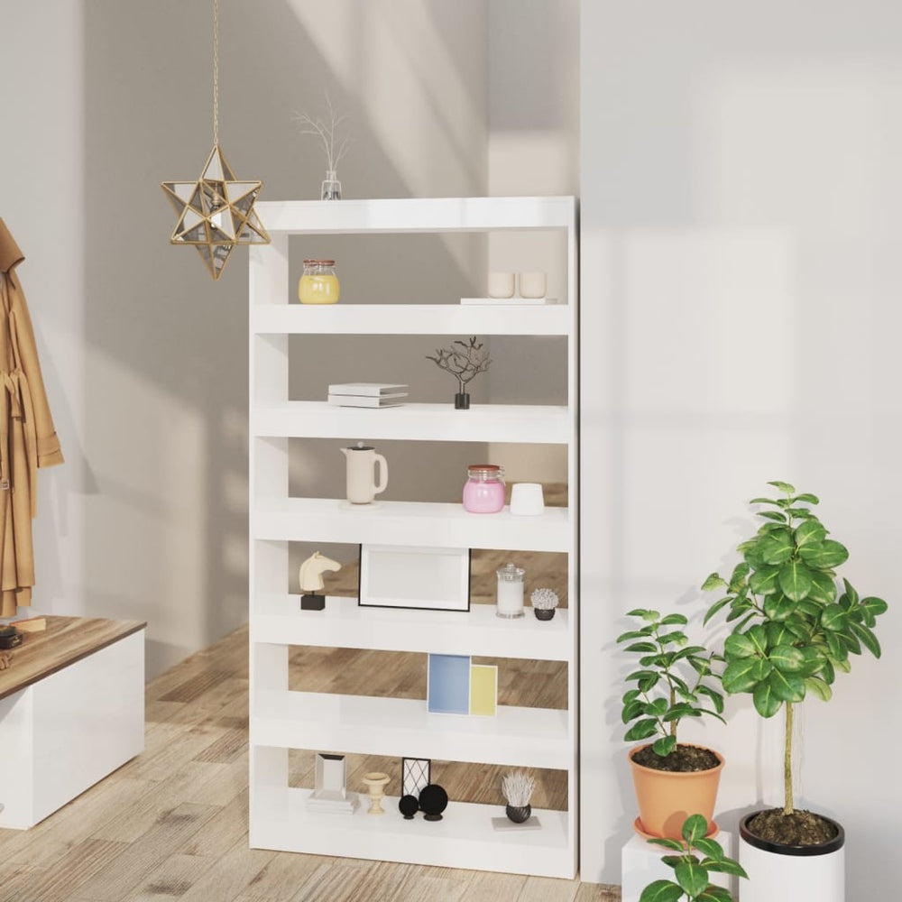Hochglanz Bücherregal Raumteiler Weiß 100x30x198cm