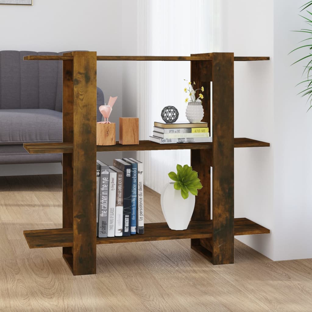 Bücherregal Raumteiler Räuchereiche 100x87 cm