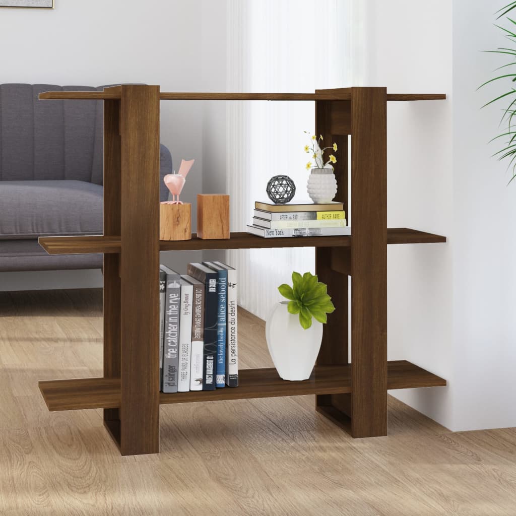 Bücherregal Raumteiler Braun Eichenoptik 100x87 cm