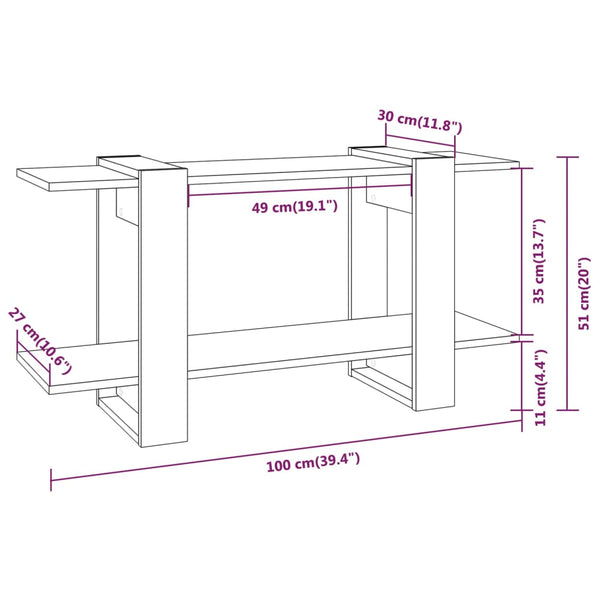 Bücherregal Grau Sonoma 100 cm