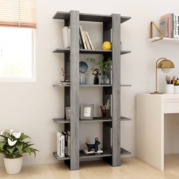 Bücherregal Raumteiler Grau Sonoma 80x160 cm