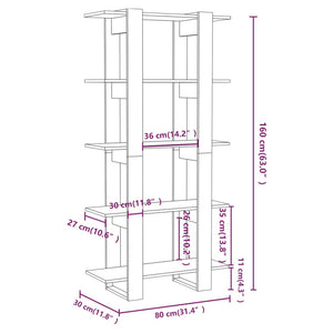 Bücherregal Raumteiler Grau Sonoma 80x160 cm