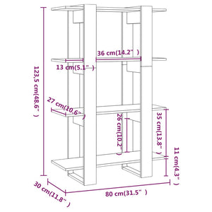 Bücherregal Raumteiler Grau Sonoma 80cm