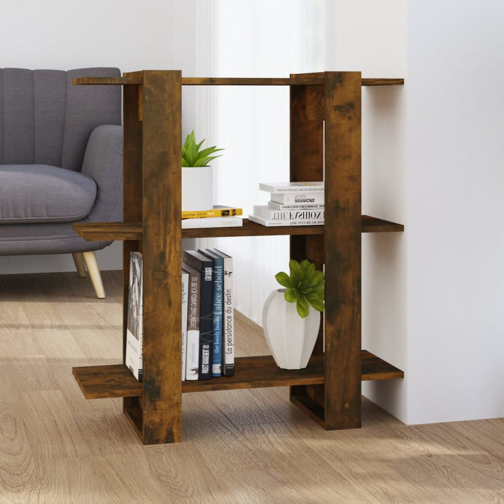 vidaXL Bibliothèque/Séparateur de pièce Chêne fumé 80x30x87 cm