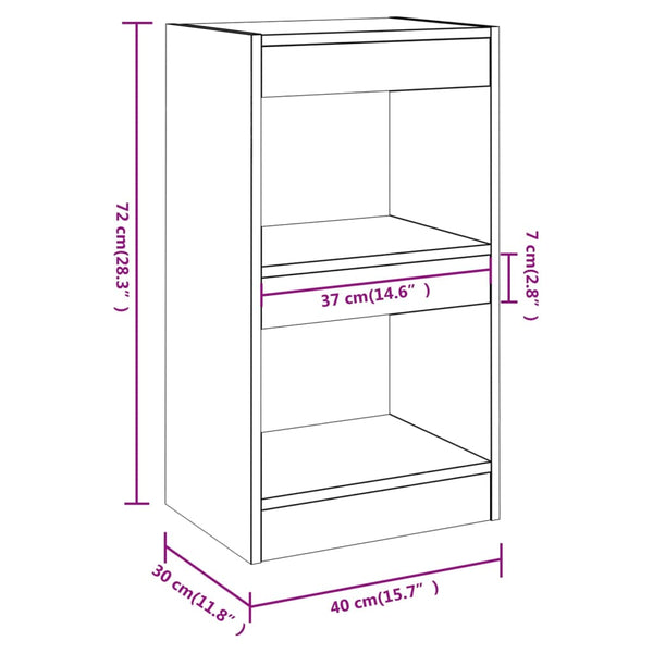 Bücherregal Raumteiler Grau Sonoma 40x30x72 cm