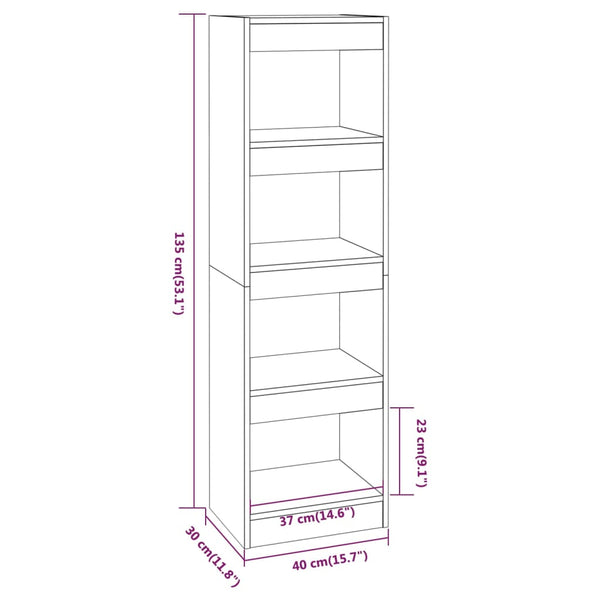 Bücherregal Raumteiler Grau Sonoma 40x30x135cm