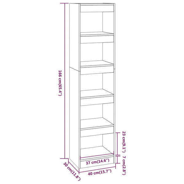 Bücherregal Raumteiler Braun Eichenoptik 166 cm