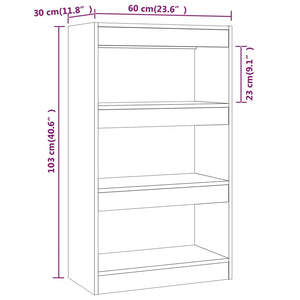 Bücherregal Raumteiler Grau Sonoma 60x30x103 cm