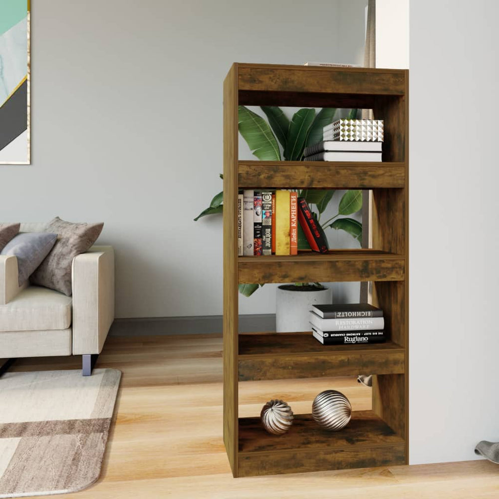 vidaXL Bibliothèque/Séparateur de pièce Chêne fumé 60x30x135 cm Bois d'ingénierie