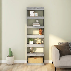 Bücherregal Raumteiler Grau Sonoma 60x198 cm