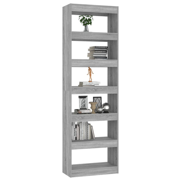 Bücherregal Raumteiler Grau Sonoma 60x198 cm