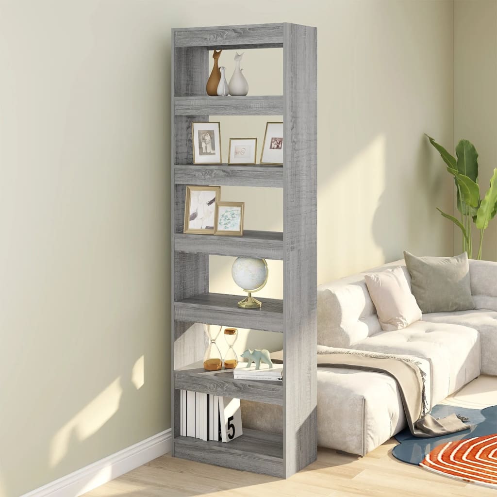 Bücherregal Raumteiler Grau Sonoma 60x198 cm
