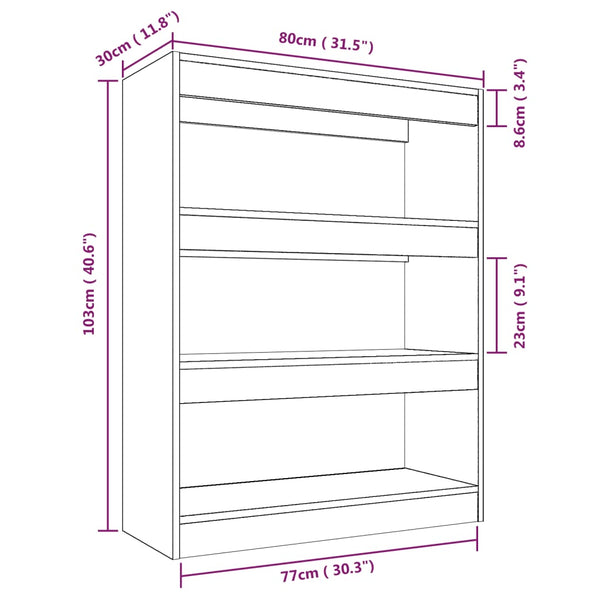 Bücherregal Raumteiler Räuchereiche 80x103 cm
