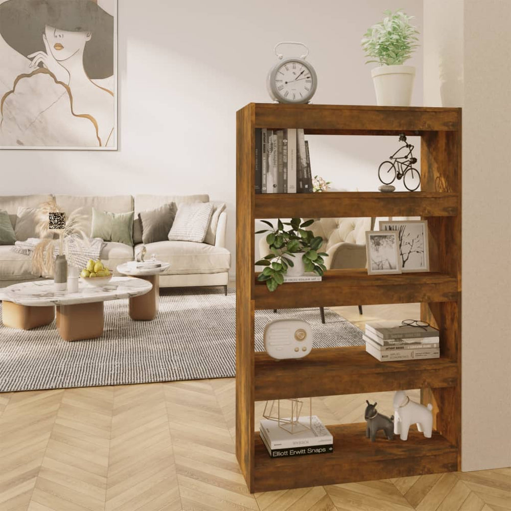 vidaXL Bibliothèque/séparateur de pièce Chêne fumé 80x30x135 cm Bois d'ingénierie