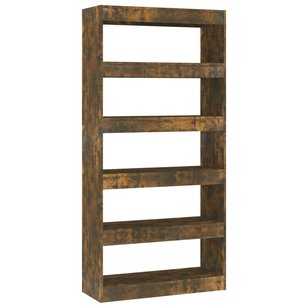 vidaXL Bibliothèque/Séparateur de pièce Chêne fumé 80x30x166 cm Bois d'ingénierie