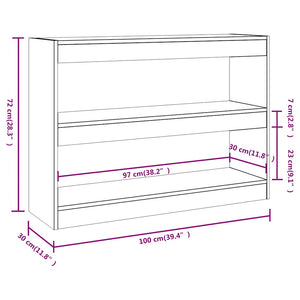Bücherregal Raumteiler Räuchereiche 100x72 cm