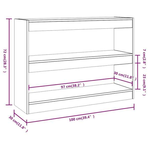Bücherregal Raumteiler Räuchereiche 100x72 cm