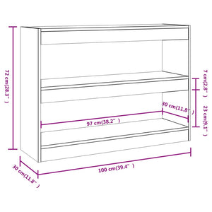 Bücherregal Raumteiler Grau Sonoma 100 cm