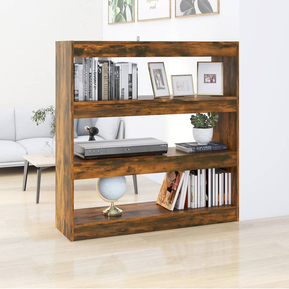 vidaXL Bibliothèque/séparateur de pièce Chêne fumé 100x30x103 cm