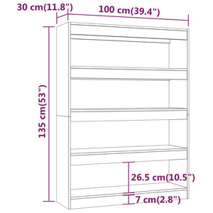 Bücherregal Raumteiler Räuchereiche 100x135 cm
