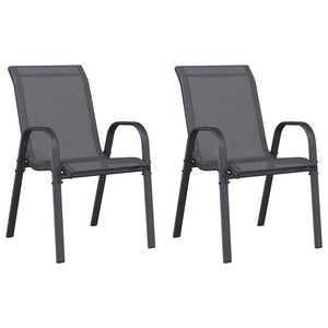 vidaXL Chaises de jardin empilables 2 pcs Gris textilène