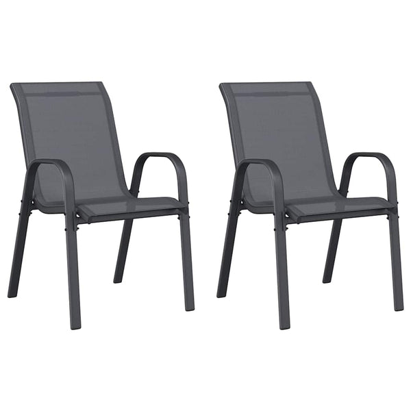 vidaXL Chaises de jardin empilables 2 pcs Gris textilène
