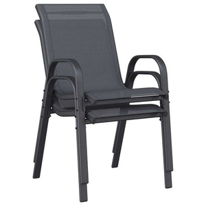 vidaXL Chaises de jardin empilables 2 pcs Gris textilène