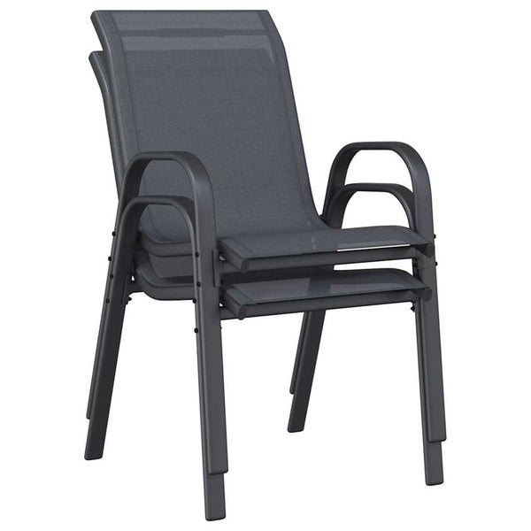 vidaXL Chaises de jardin empilables 2 pcs Gris textilène