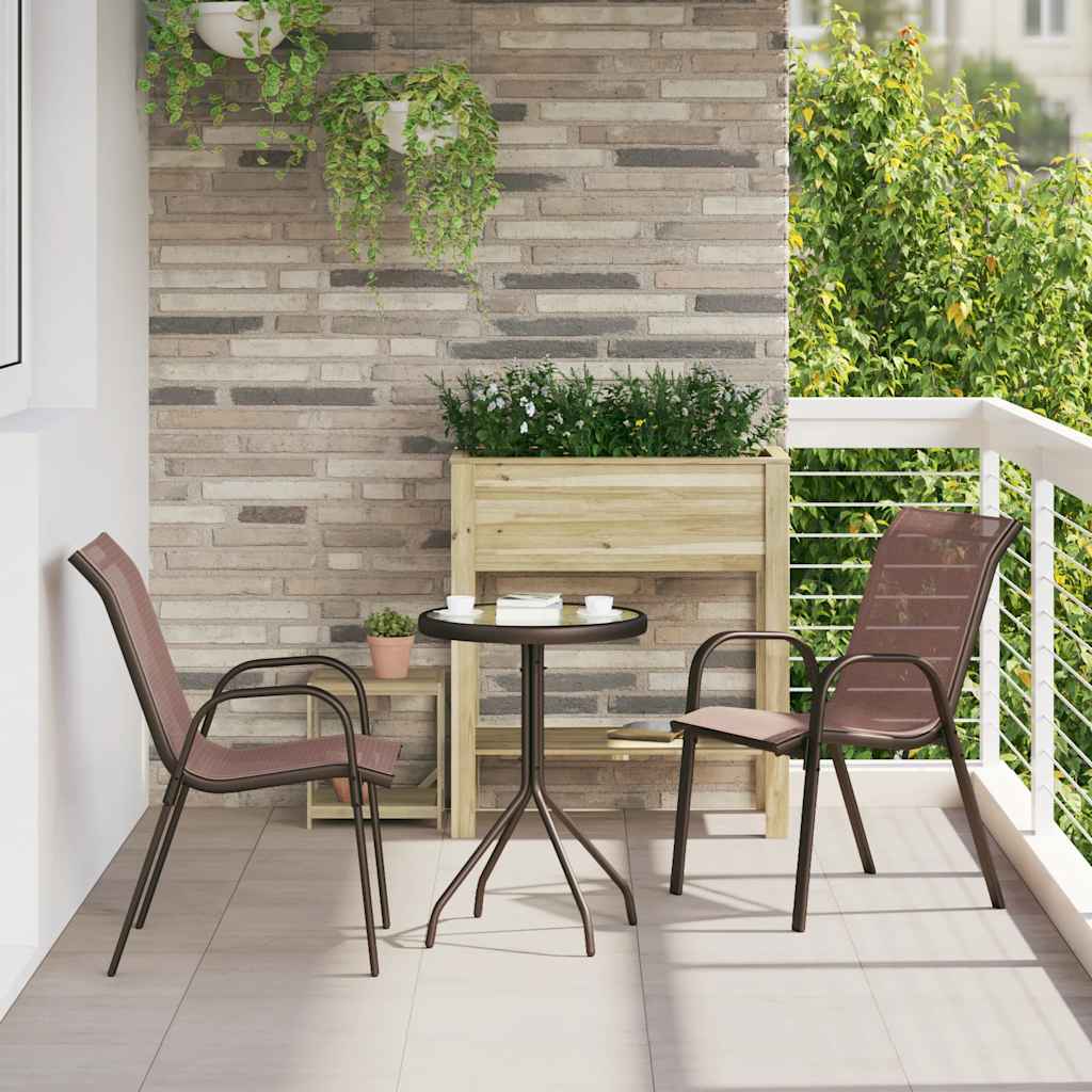 Stapelbare Gartenstühle 2er Set Braun