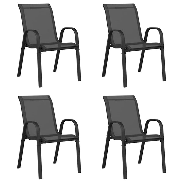 vidaXL Chaises de jardin empilables 4 pcs Noir Textilène
