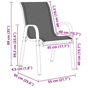 vidaXL Chaises de jardin empilables 4 pcs Noir Textilène