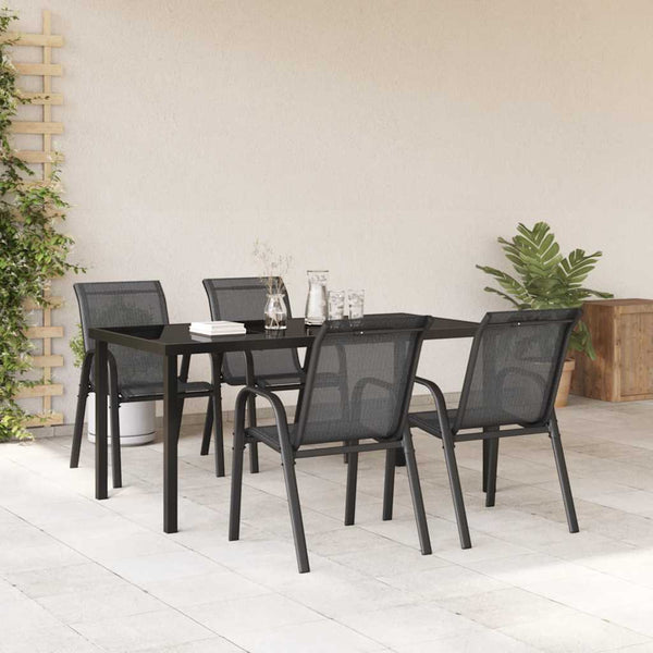 vidaXL Chaises de jardin empilables 4 pcs Noir Textilène