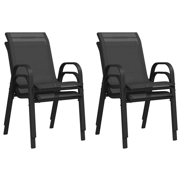 vidaXL Chaises de jardin empilables 4 pcs Noir Textilène