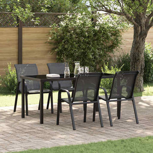 vidaXL Chaises de jardin empilables 4 pcs Noir Textilène