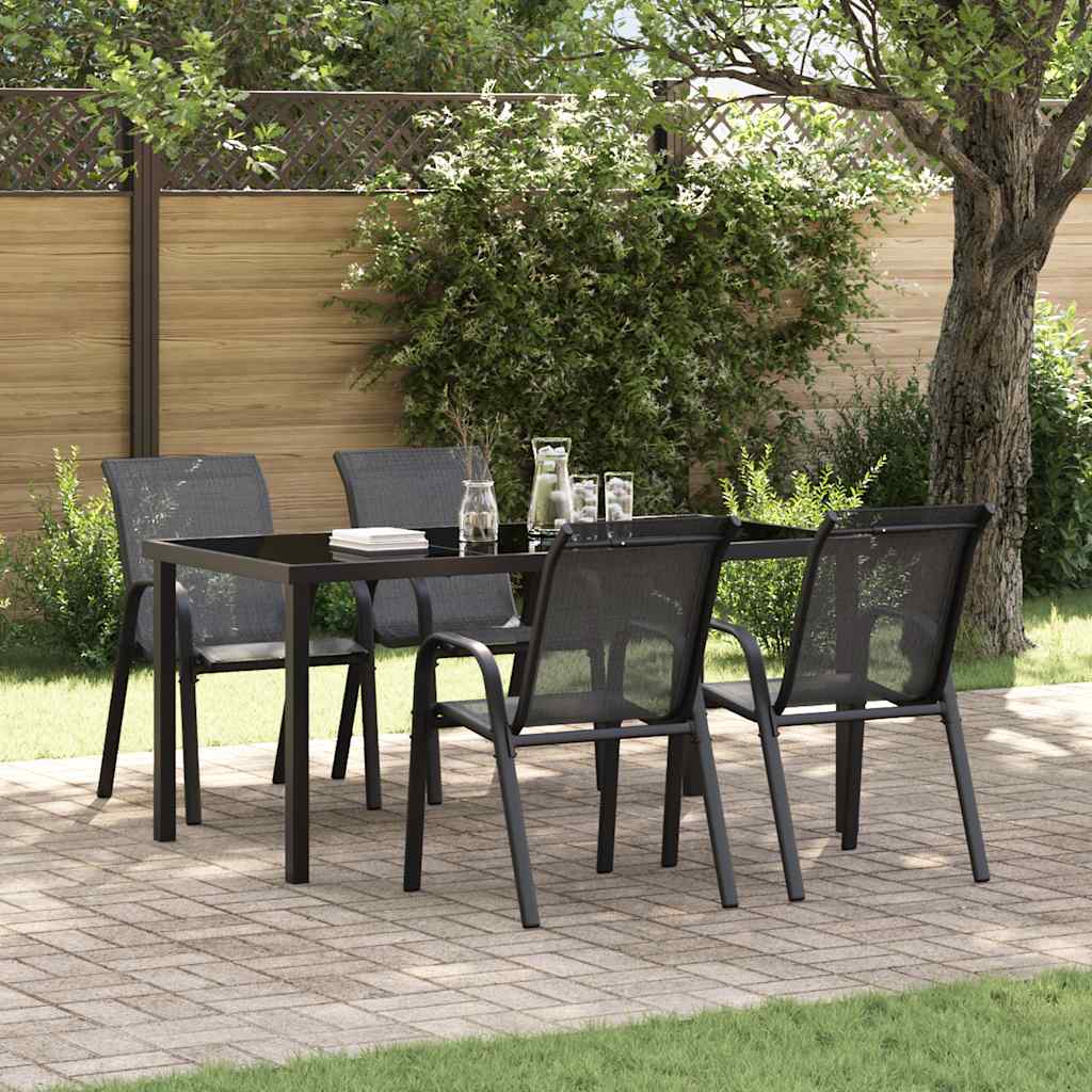 vidaXL Chaises de jardin empilables 4 pcs Noir Textilène