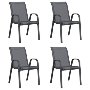 vidaXL Chaises de jardin empilables 4 pcs Gris textilène