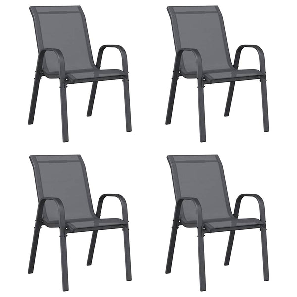 vidaXL Chaises de jardin empilables 4 pcs Gris textilène