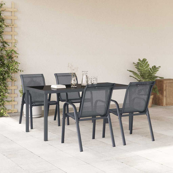 vidaXL Chaises de jardin empilables 4 pcs Gris textilène