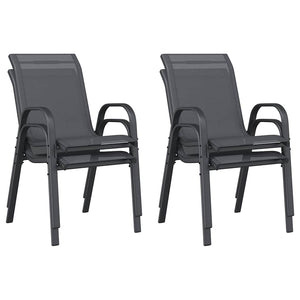 vidaXL Chaises de jardin empilables 4 pcs Gris textilène