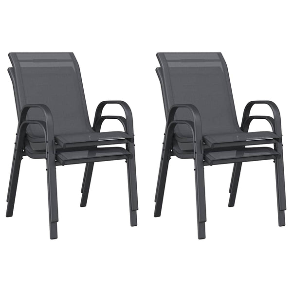 vidaXL Chaises de jardin empilables 4 pcs Gris textilène