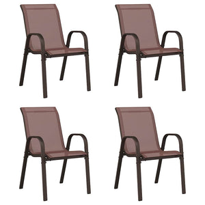 vidaXL Chaises de jardin empilables 4 pcs Marron Textilène
