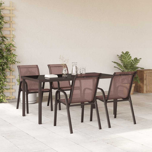 vidaXL Chaises de jardin empilables 4 pcs Marron Textilène